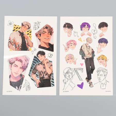 Set for creativity "Korean guys", translated tattoos, 2 sheets-2