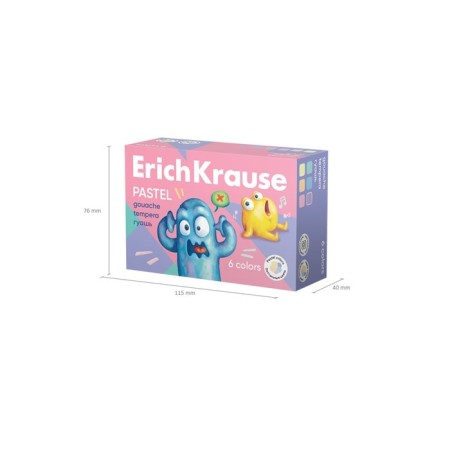 Gouache 6 colors x 20 ml, Erichkrause "Jolly Friends Pastel", in cardboard packaging-4