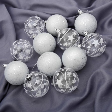 Set of balls plastic D-6 cm, 12 pcs "Milky Way" White