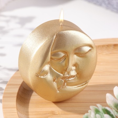 Figure candle "Sun and moon, 6x2.5 cm, gold