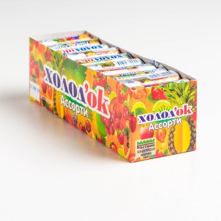 Candy "Khiloka" tablet with taste "Assorted" in a stick, 15 g