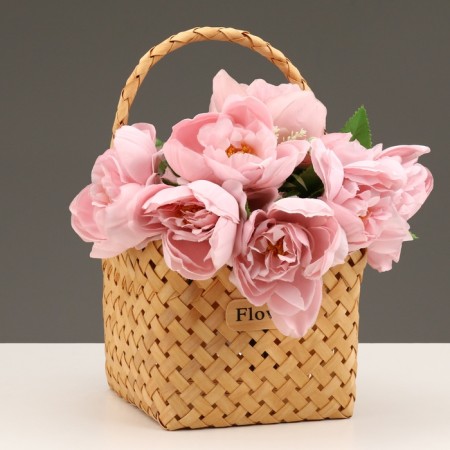 A set of wicker baskets, sequoia, 18x18x15/29.5 cm, 15x15x12/27.5 cm, 2 pcs., Natural-1