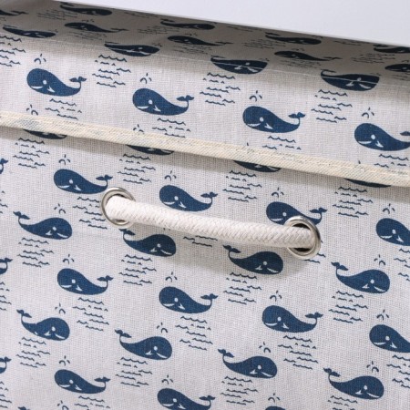 Stelly box for storage with a lid "Whales", 37 × 26 × 24 cm, white color-1