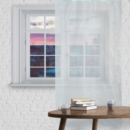 Tulle curtain 145x260 cm, organza, blue color, on a curtain tape, 100% polyester
