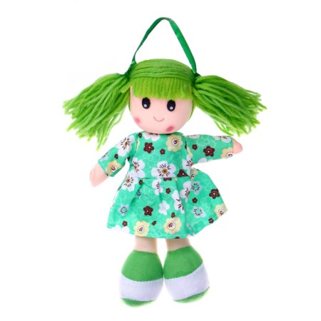 Soft toy "Doll", in a chintz dress, with tails, color mix