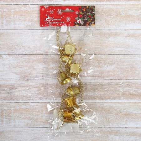 Beads for a Christmas tree 90 cm "drums" gold-1
