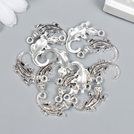 Decor for creativity Metal "Crocodile" silver 2.7x1.7 cm-2