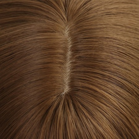 Artificial wig, with a bang, imitation of the skin, 30 cm, brown color-5