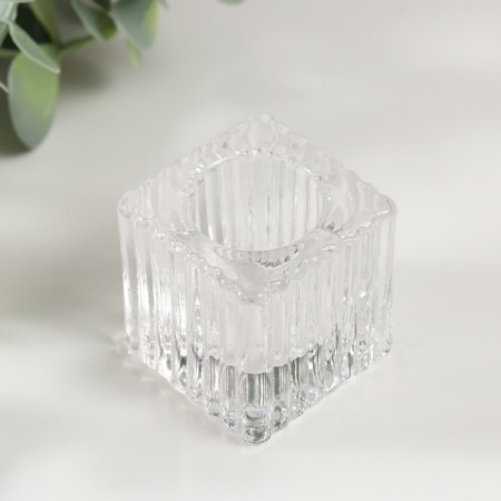 Glass of glass per 1 candle "Square" transparent d-2 cm 3.8x3.8x4 cm-3