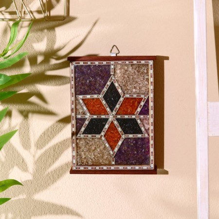 Key "millenium" wood, metal, textiles, stone, glass 5.5x17.5x22.5 cm dark