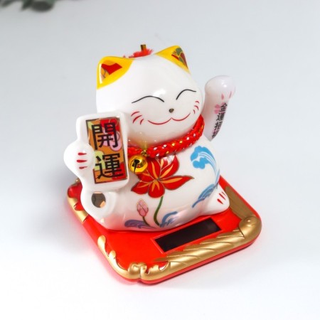 Pendulum ceramics "manei-nako with flower" from solar batteries 10x8.3x9.7 cm-5