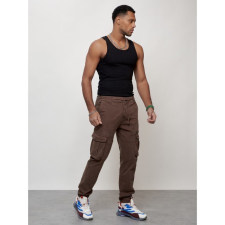 Cargo jeans men, size 44, brown color-2