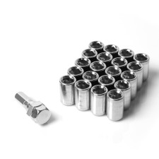 Wheel nuts M12x1.25, L = 32 mm, under the hexagon, cone, 20 pcs. + key, chrome, jn-302