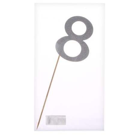 Topper in the cake "Number 8", the color silver-2