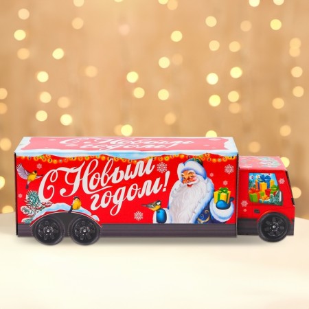 Gift box New Year's truck "soon holiday" with animation 36 x 11.5 x 11 cm