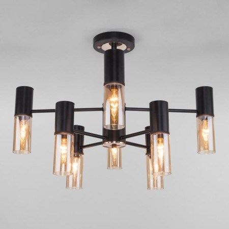 Tesoro chandelier, 8x40W E14, black color, gold