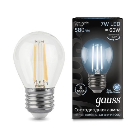 LED LED Filament Filament 7W ball 4100k neutr. Bel. E27 580lm Gauss 105802207