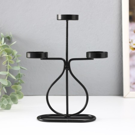 Summary metal for 3 candles "bottle" d = 4 cm black 15.5x6x21 cm-3