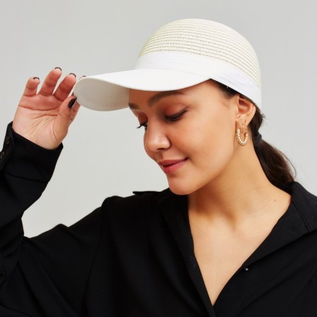 Cap female wicker minku Milk color, size 56-58-2