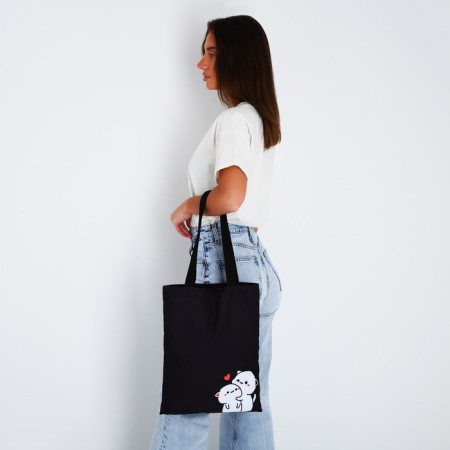 Shoper bag without fastening, black color-8