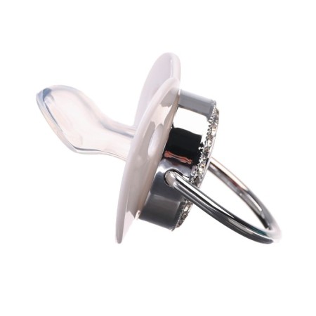 Nipple - orthodontic dummy, I love mum, with a cap, +6 months, white/silver, rhinestones-5