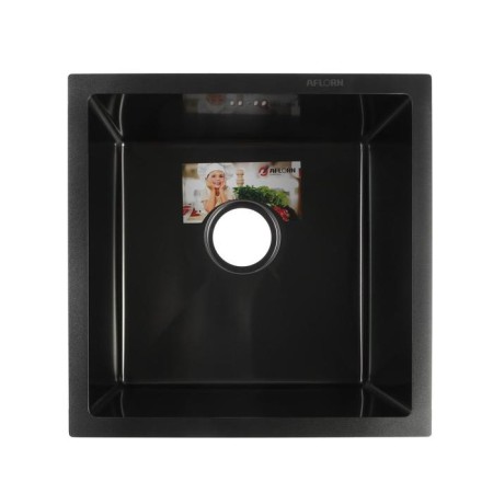 Kitchen sink Aflorn AF94444F, Sredal, S = 3.0 and 0.8 mm, 44x44x22 cm, siphon, graphite