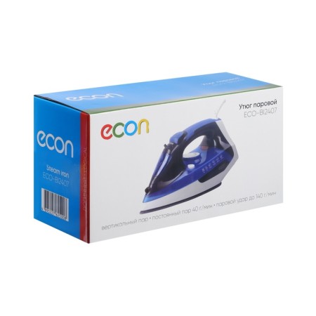 Iron Econ Eco-Bi2407, 2400 W, ceramic sole, 40 g/min, 300 ml, white and blue-8