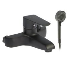 Bath mixer Zein Z3856, single -leaf, shower set, watering can 5 modes, graphite
