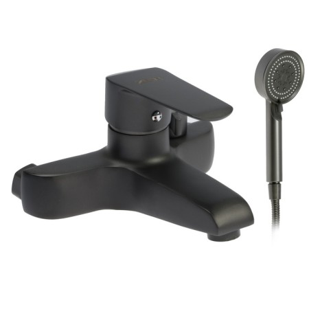 Bath mixer Zein Z3856, single -leaf, shower set, watering can 5 modes, graphite