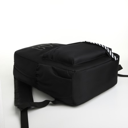A backpack with a zipper, an outer pocket, the color is black-2
