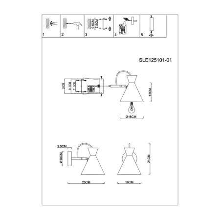 Wall lamp EVOLUCE. Sle125101-01. Modica. 1x40 W, E14, 16x21 cm, white, golden color-4