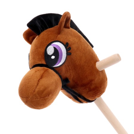 Soft toy "horse-horseman" on a stick, brown color-3