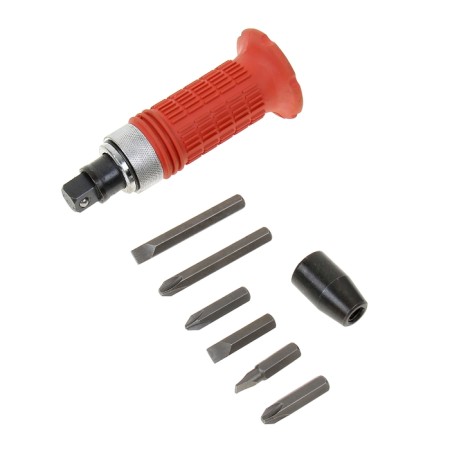 Matrix screwdriver, shock-feed 1/2, with a set of bit 6 pcs., Rubberized handle, case