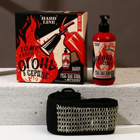 Set "who has fire in the heart", shower gel, 300 ml and washcloth with handles-1