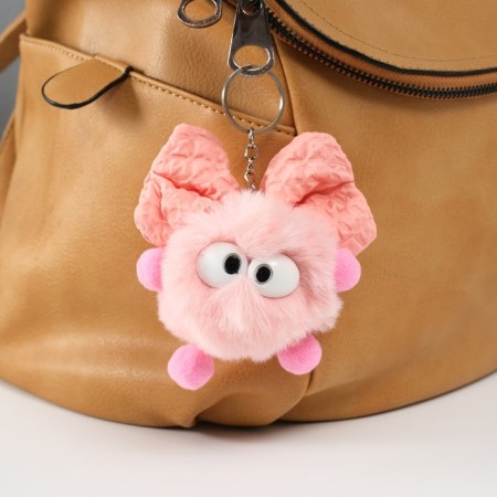 Fluffy on the ring "Masya with a large bow" peach 12x8x8 cm