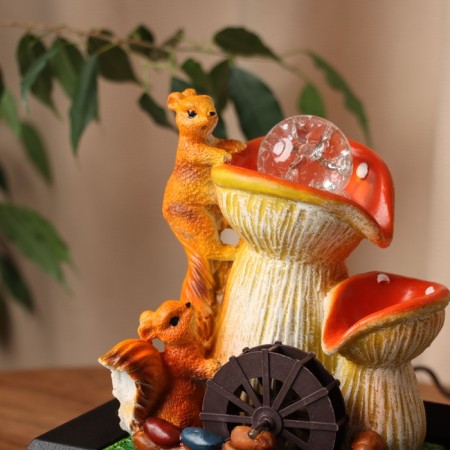 Fountain "Squirrels at the fly agaric" 22x16 cm (with backlight)-1