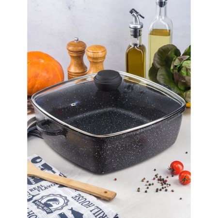 Bekker Schwarzmarbel, 6.1 l, with a lid, anti -stick coating-8
