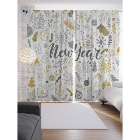 Photostes "New Year", Saten, size 145x265 cm, 2 pcs