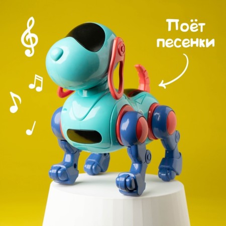 IQ DOG robot pillbox, sings, works, works from batteries, blue color-3