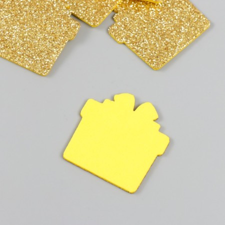 Decor "Gift" gold 4 cm set 5 pcs foam glitter-1