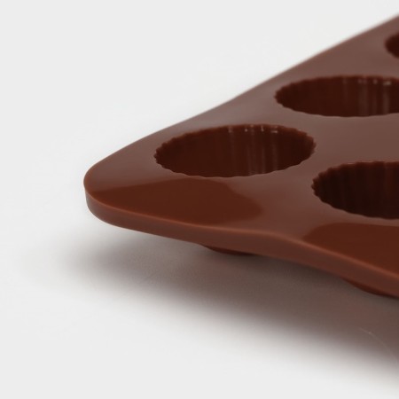 Form for chocolate of the share "balls", silicone, 20.5 × 10.2 cm, 15 cells (D = 2.8 cm), brown color-5