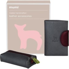 Gift set: cover for passport and key holder, gray color