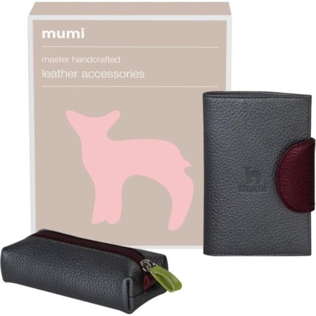 Gift set: cover for passport and key holder, gray color