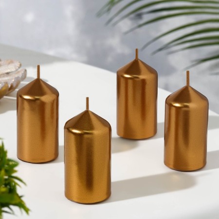 Set of candles "Column", 4 pieces, coffee-gold 7x3.8cm-1