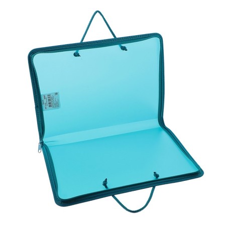 A folder with A4 handles, 230 x 185 x 25 mm, lightning around, plastic, PT-112, "office", tinted, turquoise color-2