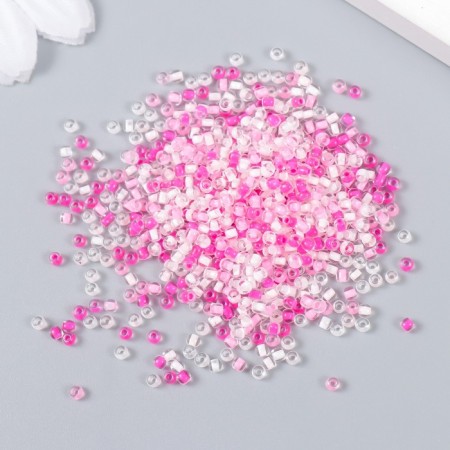 Glass 12/0 "Transparent. Color middle. Pink" 10 g