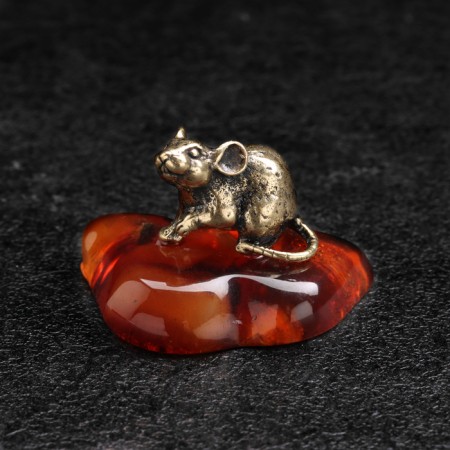 Souvenir "Mouse", brass, amber