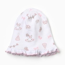 Baby hat, white-pink color, size 36-38 (0-1 months)