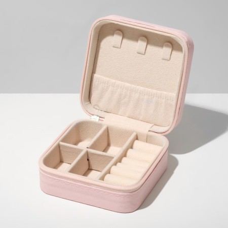Organizer for storing jewelry "Portable box", 10.5 × 10.5 × 5 cm, pink color-1