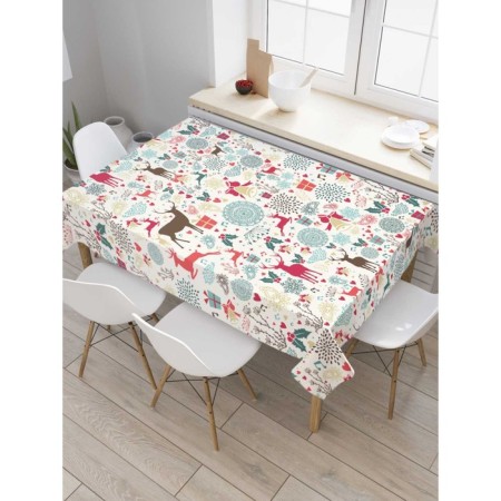 The tablecloth “New Year's deer”, rectangular, Saten, size 145x180 cm